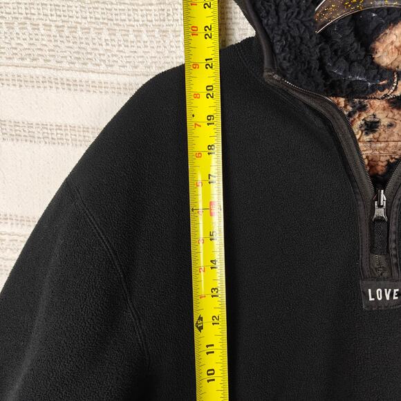 Love Black Teddy Bear Print Reversible Hooded Jacket Size M - Picture 6 of 9